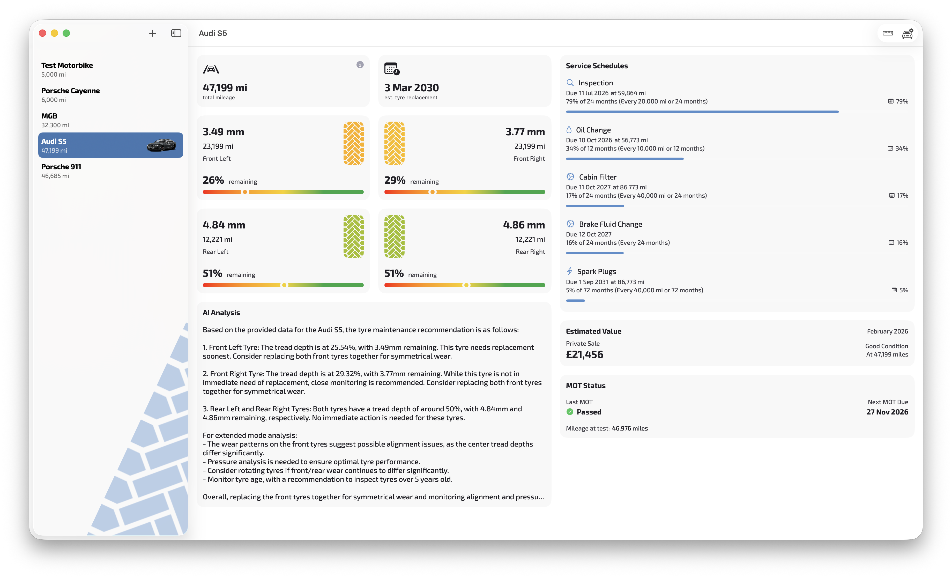 Tyre Tracks running on macOS